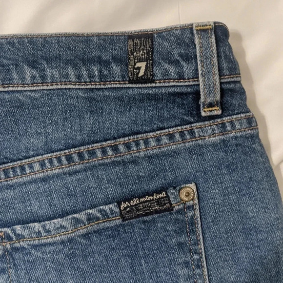 7 For All Mankind Distressed Denim Shorts, Color Blue Size 28 - Picture 9 of 13